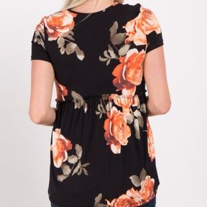 Pinkblush Tops - Pinkblush Black Floral Print Peplum Maternity Top Pinkblush Tops - Pinkblush Black Floral Print Peplum Maternity Top
